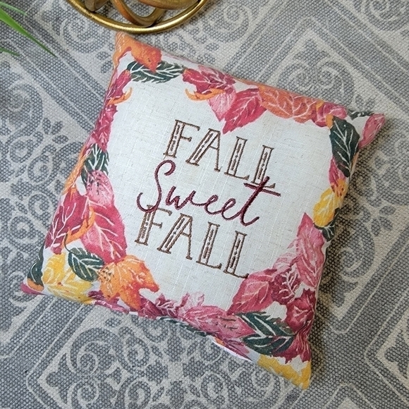 Fall Sweet Fall Mini Accent Pillow leaves heart - Picture 4 of 11
